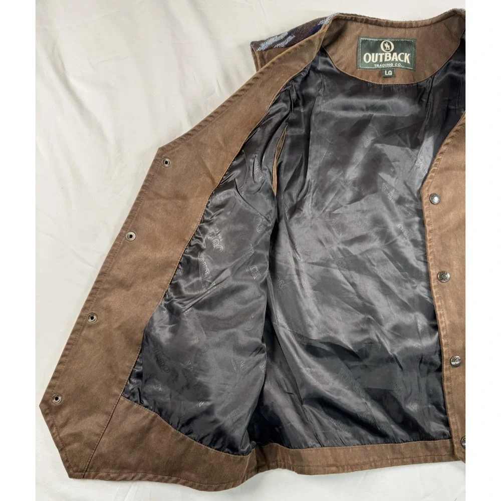 Outback‎ Trading Co Sebastian Aztec Back Snap Button Vest Cowboy Size Large New